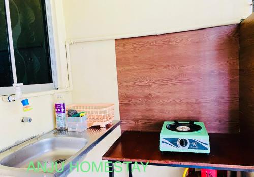 una encimera con fregadero y una radio. en ANJU HOMESTAY BEAUFORT, en Beaufort