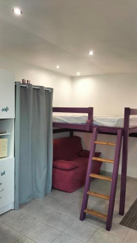 Zimmer mit Etagenbett und Leiter in der Unterkunft Chelles-Max01 in Chelles