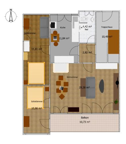 a drawing of a plan of a house at Ferienwohnung Frankenhäuser in Schwerte