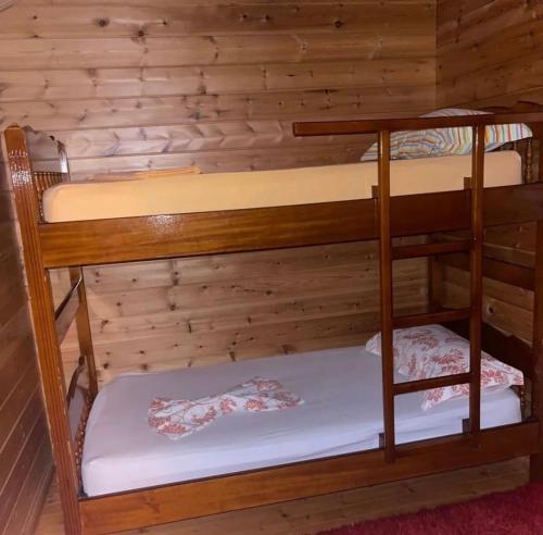 Llogara Chalet في Shalë: سريرين بطابقين في غرفة