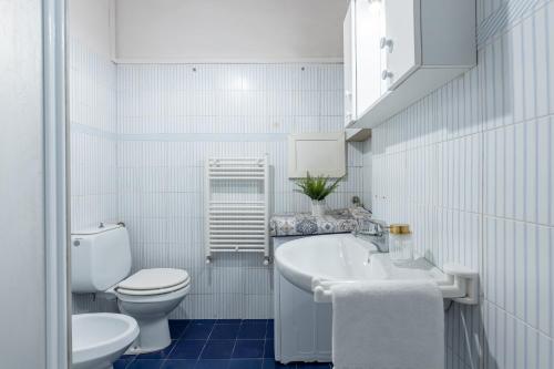 a white bathroom with a toilet and a sink at Piazza dei Cavalieri Confortable Apartment in Pisa