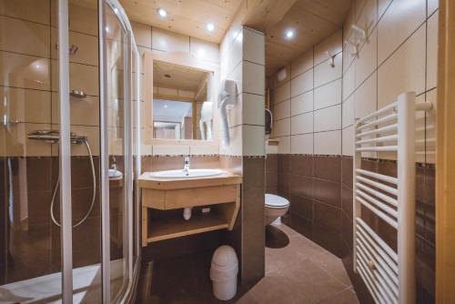 a bathroom with a sink and a toilet at L'Auberge Nordique in Le Grand-Bornand