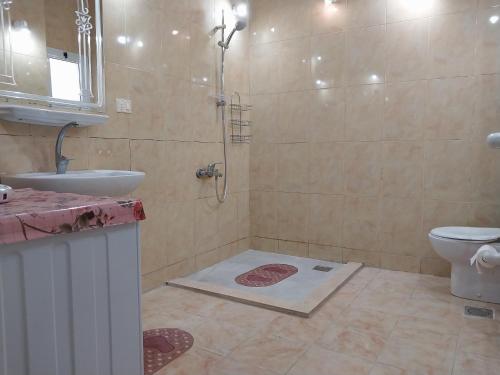 ein Badezimmer mit Dusche, Waschbecken und Toilette in der Unterkunft Jasmine villa in Hurghada