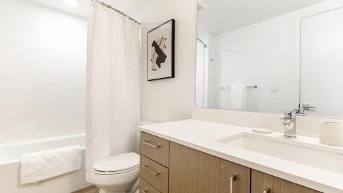 南舊金山的住宿－Landing Modern Apartment with Amazing Amenities (ID7724X75)，一间带水槽、卫生间和镜子的浴室