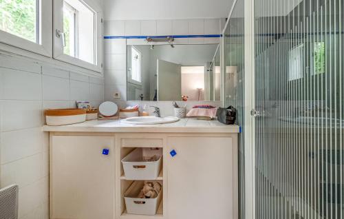 La salle de bains est pourvue d'un lavabo et d'une douche. dans l'établissement Beautiful Home In Caissargues With Outdoor Swimming Pool, à Caissargues