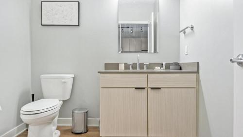 ein Bad mit einem WC und einem Waschbecken in der Unterkunft Landing Modern Apartment with Amazing Amenities (ID1241X658) in Tower Grove