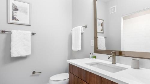 コロンバスにあるLanding Modern Apartment with Amazing Amenities (ID6308X34)のバスルーム(洗面台、トイレ、鏡付)