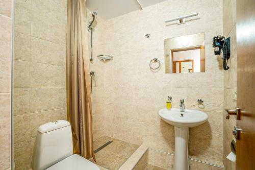 沃羅涅什的住宿－Отель Ямской，一间带水槽、卫生间和淋浴的浴室