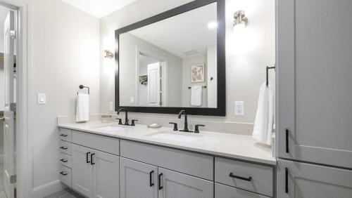 a bathroom with a sink and a large mirror at Landing Modern Apartment with Amazing Amenities (ID9007X63) in Houston