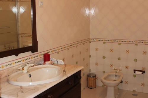 a bathroom with a sink and a toilet at 2 bedrooms house with private pool terrace and wifi at Paredes de Coura in Paredes de Coura