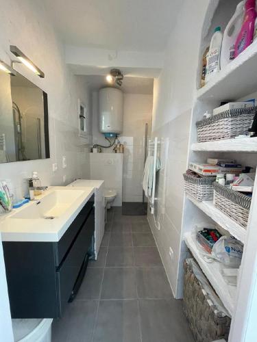 une salle de bain avec un lavabo et des toilettes dans l'établissement apparemment propriano, à Propriano