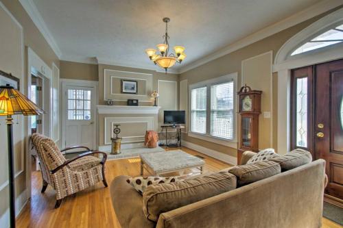 a living room with a couch and a fireplace at Downtown Boone ON King Street - 2 Bedroom Home in Boone