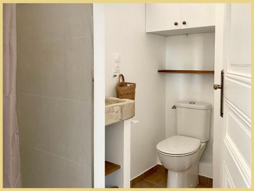 ein Bad mit einem WC und einem Waschbecken in der Unterkunft 07 La Puce de St Ouen by Fany S in Saint-Ouen