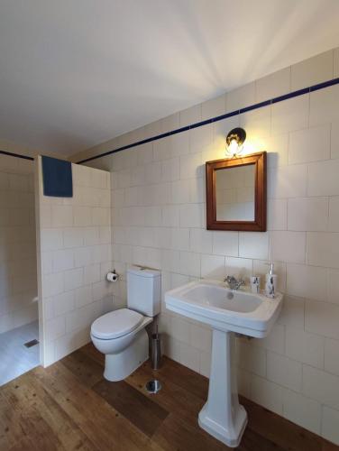 a bathroom with a toilet and a sink at Casa Tia Xica in Monsaraz