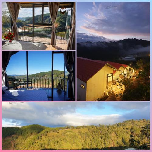 a collage of photos with a view of a mountain at Tuyên Chiến Home & Resort in Ấp An Kroët