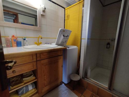 une salle de bain avec un lavabo et une douche dans l'établissement Maison lumineuse proche plage avec jardin, véranda et stationnement - FR-1-778-13, à Saint-Georges-dʼOléron