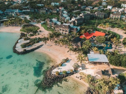 an aerial view of a resort on the beach at Zilwa Attitude in Calodyne