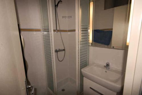 une salle de bain avec douche et lavabo dans l'établissement Résidence PENE MEDAA - 2 Pièces pour 6 Personnes MAE-9024, à Gourette