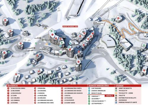 a map of the ski resorts at tremblant at Résidence Le Meale - Studio pour 6 Personnes 441 in Les Orres