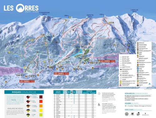 un mapa de las pistas de esquí de les arcs en Résidence Le Meale - Studio pour 6 Personnes 441 en Les Orres