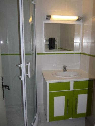 une salle de bain avec un lavabo et une douche dans l'établissement Résidence L'horizon - Appartement T3 8 personnes - résidence HORIZON MAE-6611, aux Orres