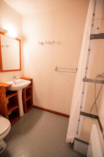 une salle de bain avec une douche, des toilettes et un lavabo dans l'établissement Chalet D'arrondaz H - CHALET ARRONDAZ - CHAARH21 MAE-3103, à Modane