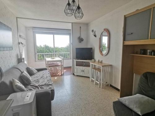 un salon avec un canapé et une télévision dans l'établissement 081 Cap City C39, au Cap d'Agde
