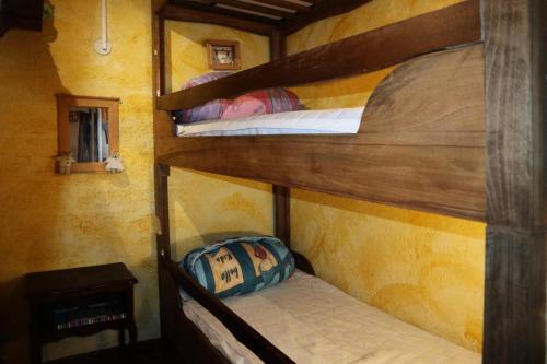 een slaapkamer met 2 stapelbedden in een huis bij Résidence Les Carlines - 2 Pièces pour 6 Personnes 011 in Les Orres