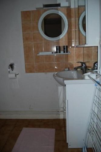 une salle de bain avec un lavabo et un miroir dans l'établissement Résidence Les Fermes Marines - VILLA T1 CAB MEZZ 6 couchages PORT LEUCATE MAE-4964, à Port-Leucate