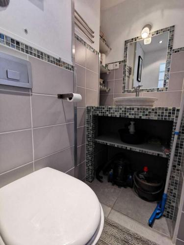 une salle de bain avec toilettes et lavabo dans l'établissement Résidence Le Grand Large - 2 Pièces 4 couchages PORT LEUCATE MAE-5074, à Port-Leucate