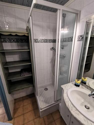 une salle de bain avec douche et lavabo dans l'établissement Résidence Grande Bleue - 2 Pièces 4 couchages PORT LEUCATE MAE-5344, à Port-Leucate