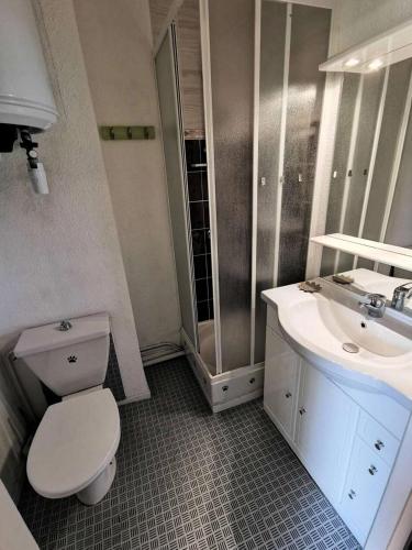 une salle de bain avec toilettes, lavabo et douche dans l'établissement Résidence Maryland 1 Et 2 - 2 Pièces 4 couchages PORT LEUCATE. Réf: 1MRL_17C MAE-5734, à Port-Leucate
