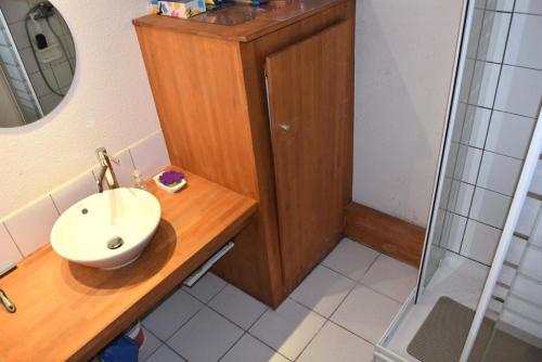 une salle de bain avec un lavabo et une douche dans l'établissement Résidence Le Neptune - 2 Pièces pour 5 Personnes 64, à Port-Leucate