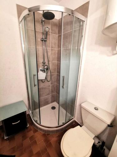 une salle de bain avec douche et toilettes dans l'établissement Résidence Les Cyclades - 2 Pièces 4 couchages PORT LEUCATE. Réf: 2CYC_120C MAE-6854, à Port-Leucate