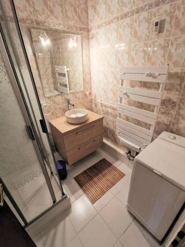 une salle de bain avec une douche, un lavabo et des toilettes dans l'établissement Résidence Les Voiliers - 2 Pièces 4 couchages PORT LEUCATE MAE-3084, à Port-Leucate