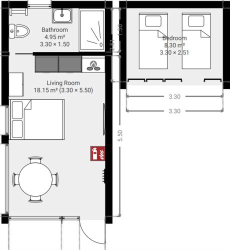 Půdorys ubytování Pod huisje met hottub