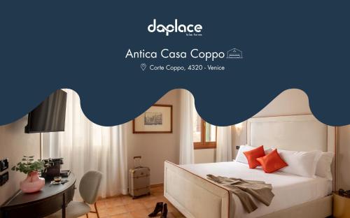 a bedroom with a bed with a blue cloud above it at Daplace - Antica Casa Coppo in Venice