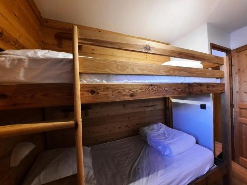 1 Schlafzimmer mit 2 Etagenbetten in einer Hütte in der Unterkunft Résidence Dahlia - 2 Pièces pour 4 Personnes 304 in Saint-Martin-de-Belleville