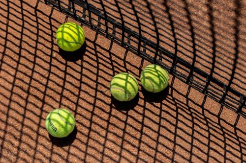 a group of four tennis balls on a net at Hotel Terme Milano in Abano Terme