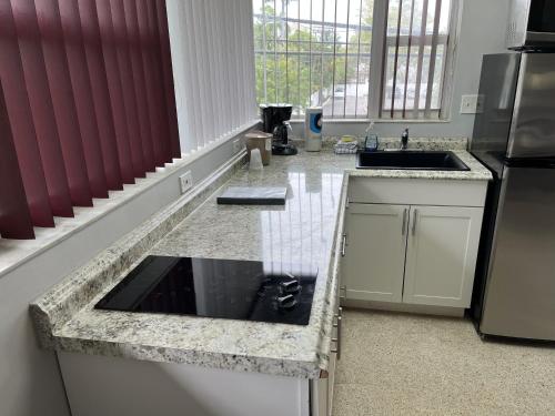 a kitchen with a sink and a counter top at The Grand Resort and Spa & Worthington All Male in Fort Lauderdale