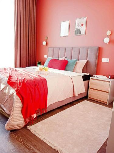 Posteľ alebo postele v izbe v ubytovaní Red and Green
