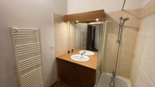 a bathroom with a sink and a shower at Résidence Les Airelles - 4 Pièces pour 8 Personnes 114 in Montgenèvre