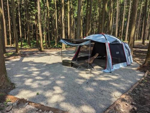 Akagi Tokiwa Forest Campsite - Vacation STAY 84739v في Shibukawa: خيمة جلوس في وسط غابة