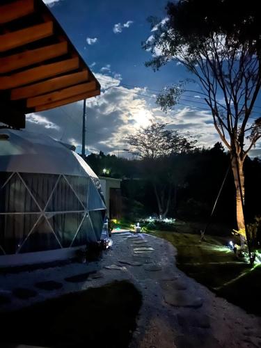 a domed observatory in a yard at night at Basecamp Haru - Vacation STAY 91967v in Shibukawa