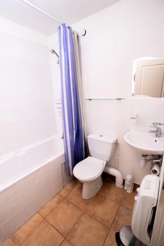 une salle de bain avec toilettes et lavabo dans l'établissement Les Chalets Petit Bonheur - LES CHALETS PETIT BONHEUR - CHT94 MAE-2474, à Villarodin-Bourget