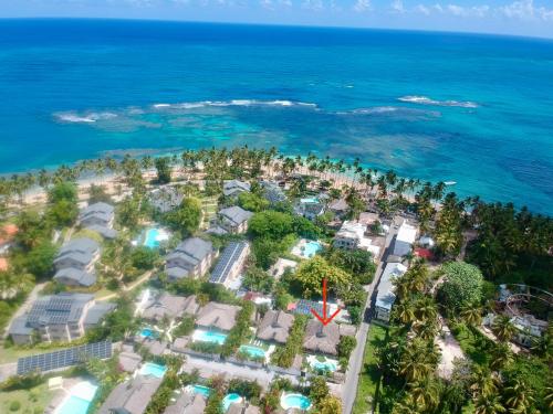 an aerial view of the resort and the ocean at Villa Clarissa No. 8 in Las Terrenas