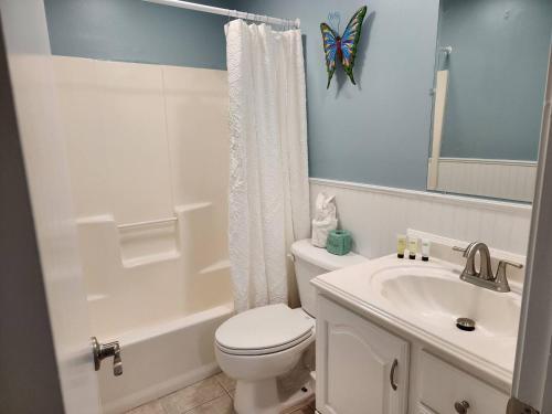 a bathroom with a white toilet and a sink at Tranquility By The Beach 1st Fl Sleeps 6,king Bed in Hilton Head Island