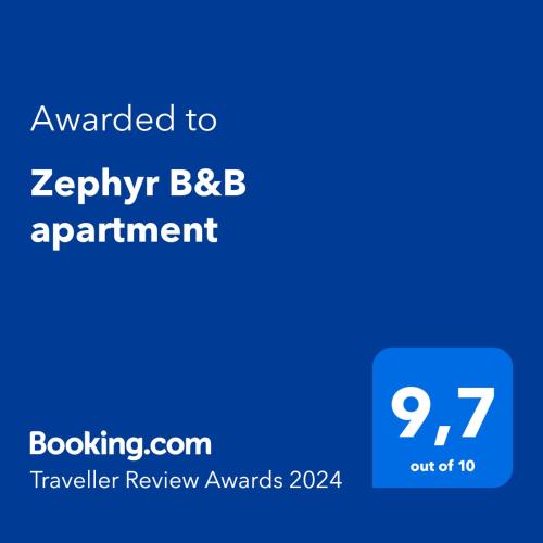a blue screen with the text awarded to kepler bcb appointment at Zephyr B&B apartment in Novi Ligure