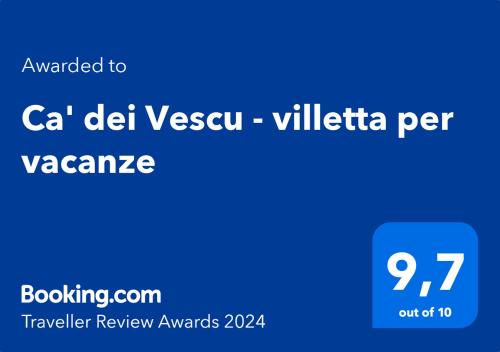 una señal azul con las palabras va delvez villetta per en ella en Ca' dei Vescu - villetta per vacanze, en Demonte