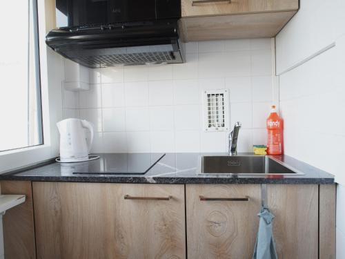 a kitchen with a sink and a counter top at Primadom Aparthotel in Geneva